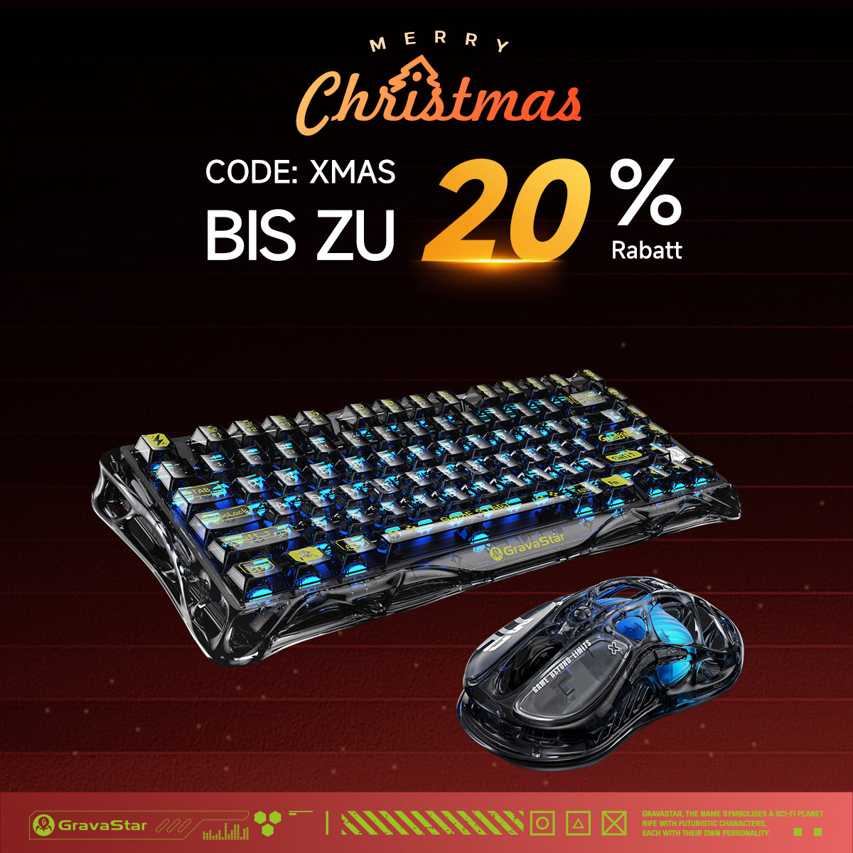 GravaStar Core Flex Gaming Set - Transparent Black