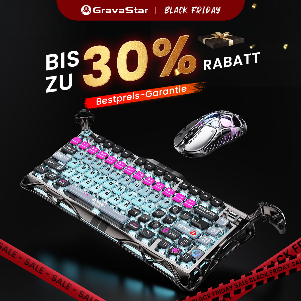 GravaStar 8000Hz Ultra-Schnelles Hall-Effekt Gaming-Set - Cyberpunk