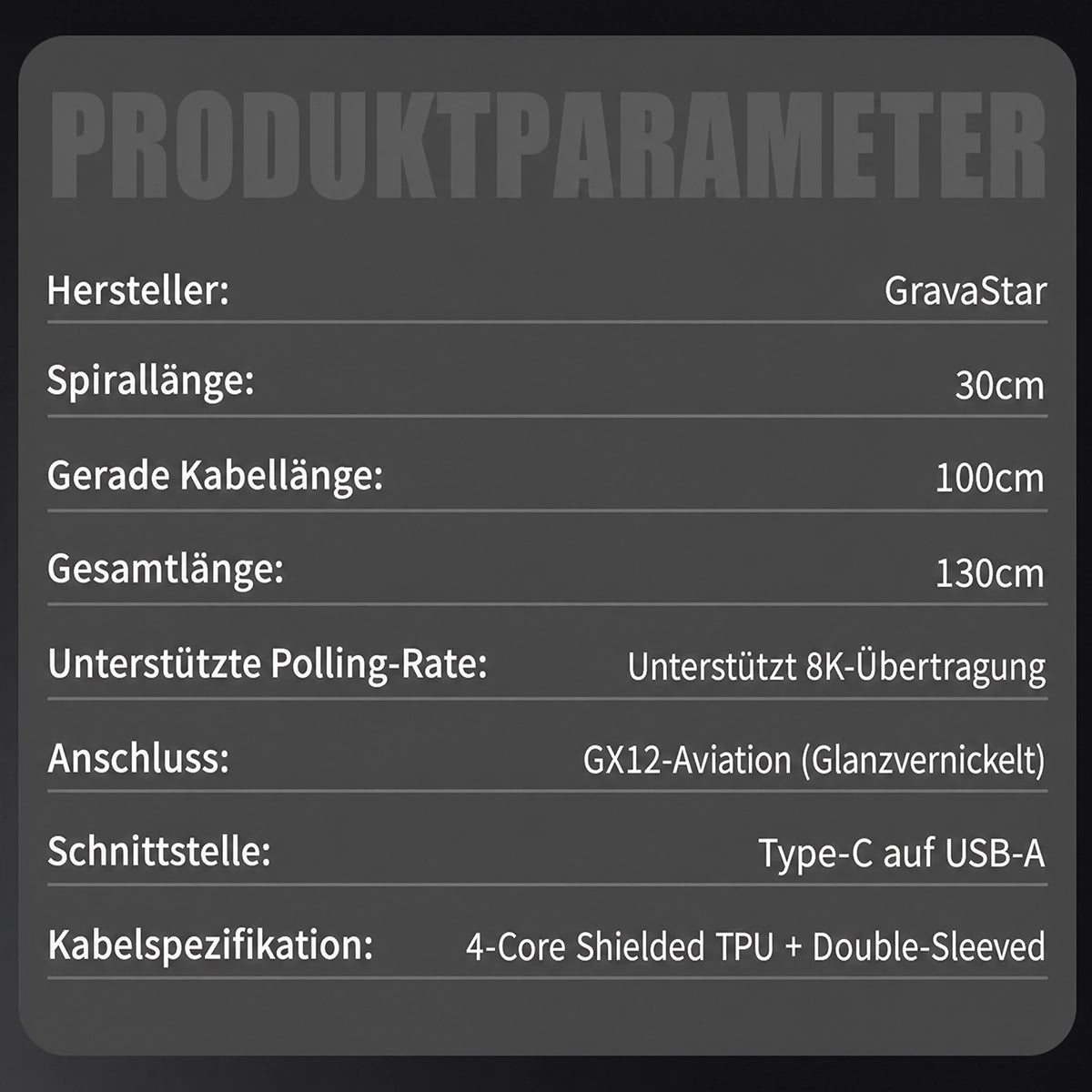 GravaStar Coiled Cable mit Premium Ummantelung und Aviator Plug