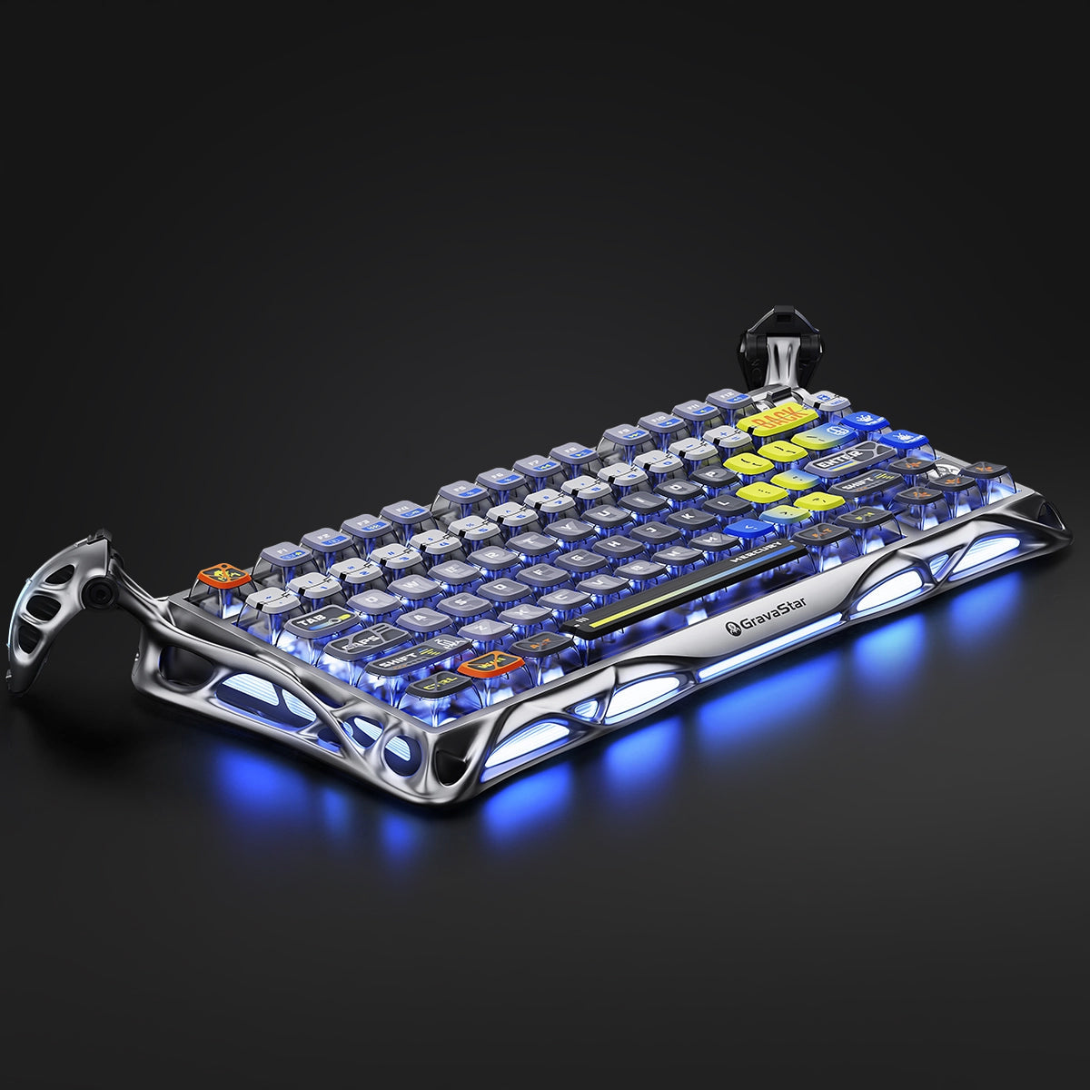 Mechanical Gaming Keyboards Mercury K1 Pro Space Silver 75% Mechanical Gaming Keyboard Kailh Linear  Hot-Swap Dual RGB Tri-Mode DE