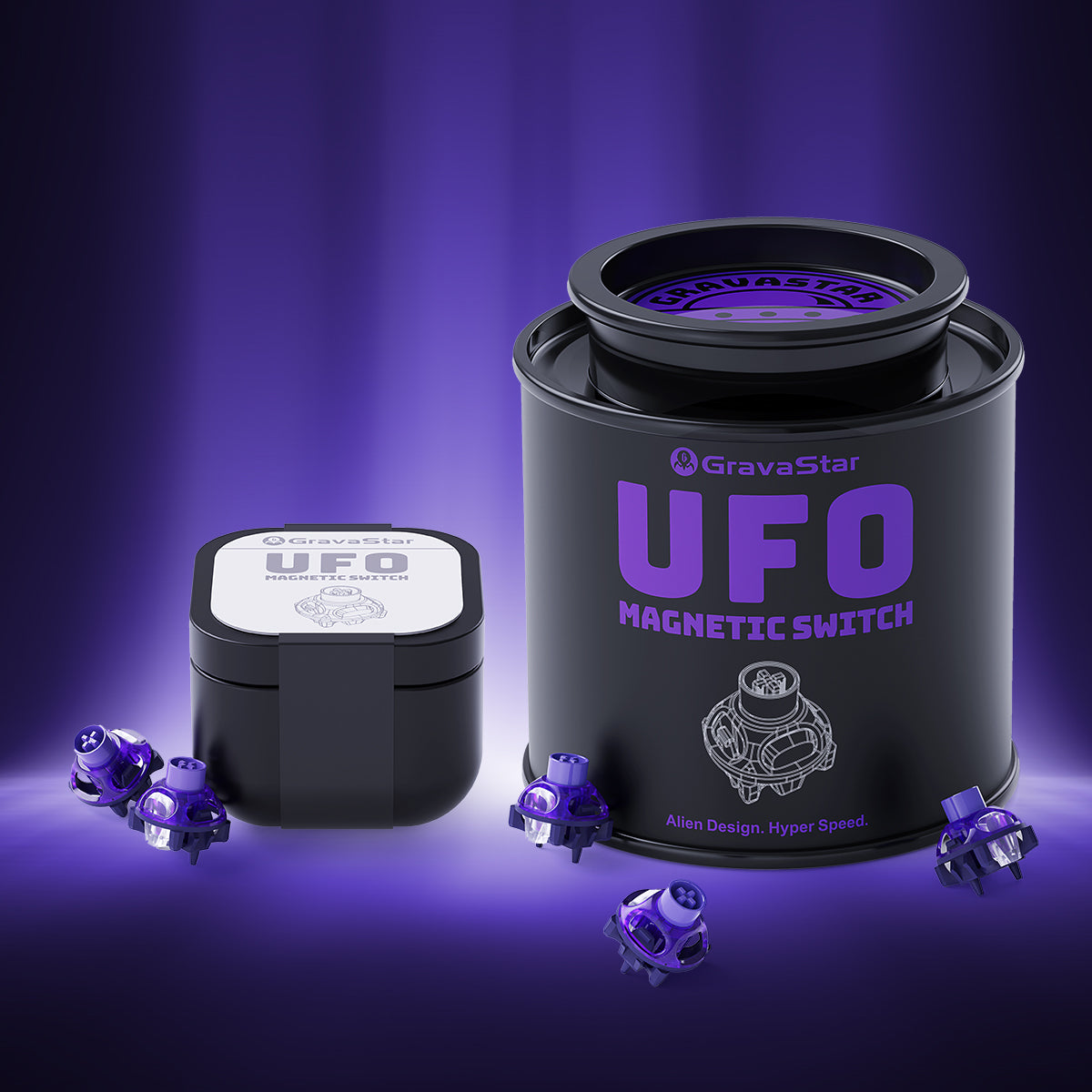 GravaStar UFO Magnetic Switch - Hall Effect Switches for V Series (Purple/Silver)