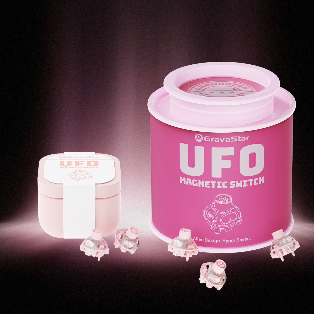GravaStar UFO Buttiful Magnetschalter – Hall-Effekt-Switches für V-Serie (Rosa)