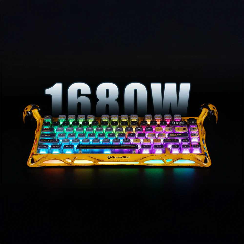 GravaStar-Ultimate-Gaming-Set-Kampfgelb-Sonderedition-bestehend-aus-Mercury-V75-mechanischer-Hall-Effekt-Gaming-Tastatur-und-Mercury-X-Pro-8K-kabelloser-Gaming-Maus-mit-8000Hz-Ultra-Schneller-Reaktionszeit-in-limitierter-Kriegsbeschädigtes-Gelb-Kampf-Optik-für-professionelle-E-Sport-Gamer-und-Gaming-Enthusiasten