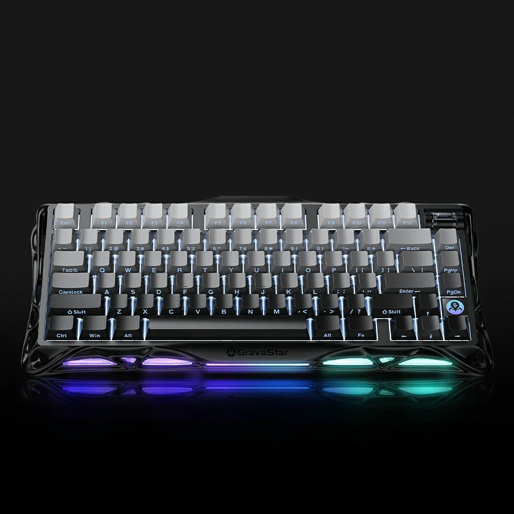 gravastar-mercury-k1-gradient-schwarz-75-percent-mechanische-tastatur-fur-pc-gaming-mit-RGB-Beleuchtung-wireless-verbindung-aluminium-skelett-design-und-grava-star-bsun-linearschaltern