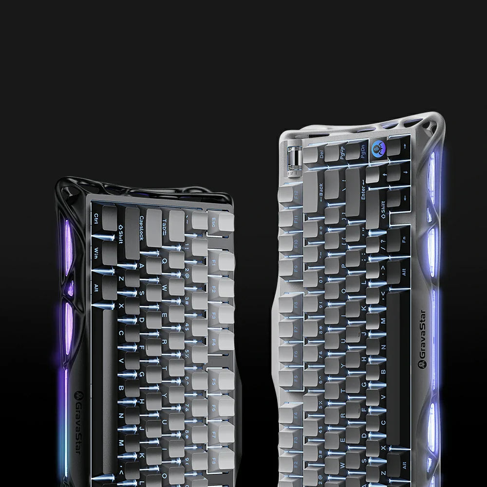 gravastar-mercury-k1-gradient-schwarz-75-percent-mechanische-tastatur-fur-pc-gaming-mit-RGB-Beleuchtung-wireless-verbindung-aluminium-skelett-design-und-grava-star-bsun-linearschaltern