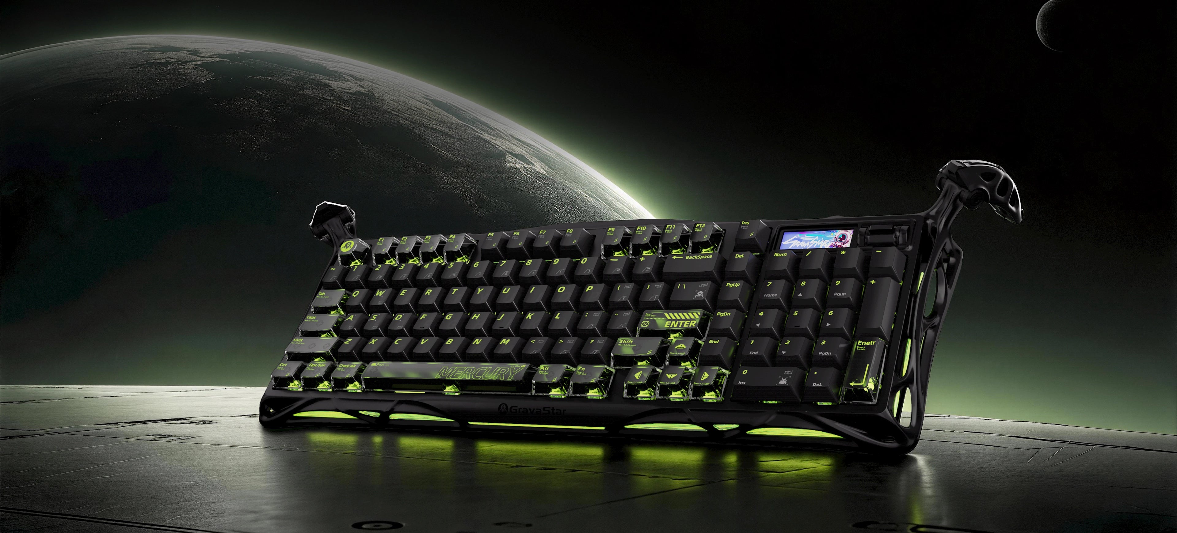 GravaStar Mercury K98 Pro Mechanische Premium-Gaming-Tastatur im 98%-Layout mit Custom UFO Switches | GravaStar Mercury K98 Pro premium 98% layout mechanical gaming keyboard with custom UFO switches