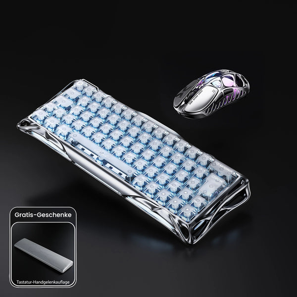 GravaStar 8K Hall-Effekt Gaming-Set – Silberfrost [ISO-DE Layout]