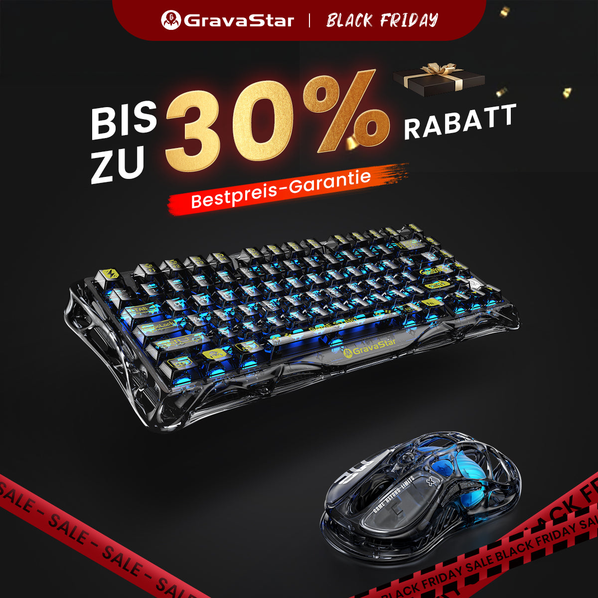 GravaStar Core-Flex-Gaming-Set – Transparent-Schwarz