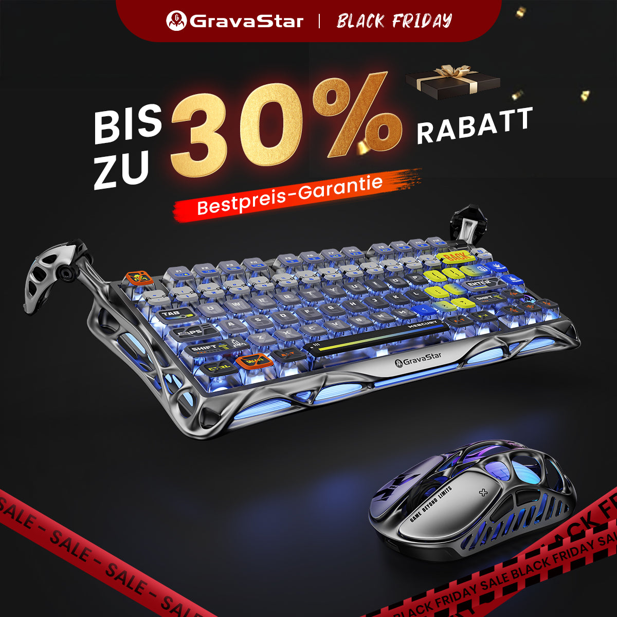 GravaStar Ultimate-Gaming-Set – Weltraum-Silber