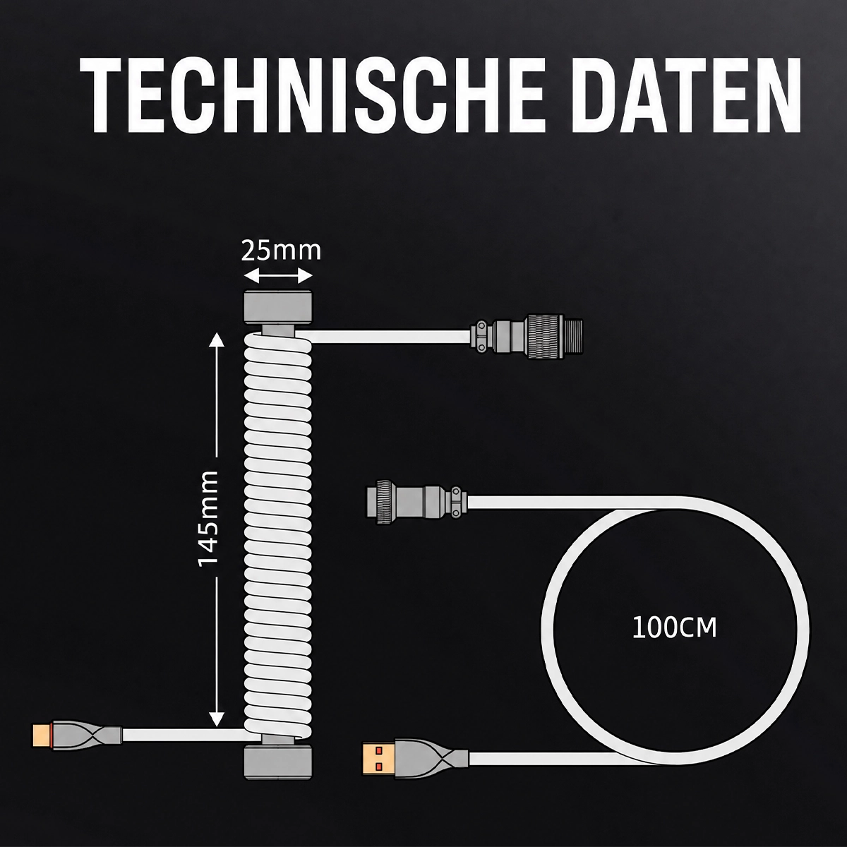 GravaStar Coiled Cable mit Premium Ummantelung und Aviator Plug