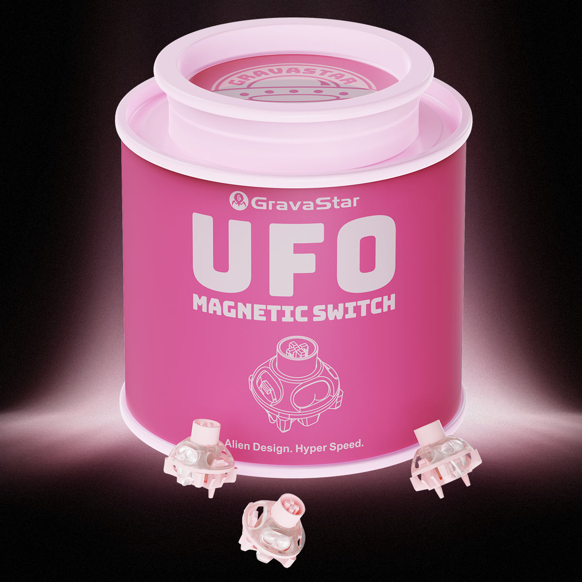 GravaStar UFO Buttiful Magnetic Switches - Hall-Effect Switches for V-Series (Pink)