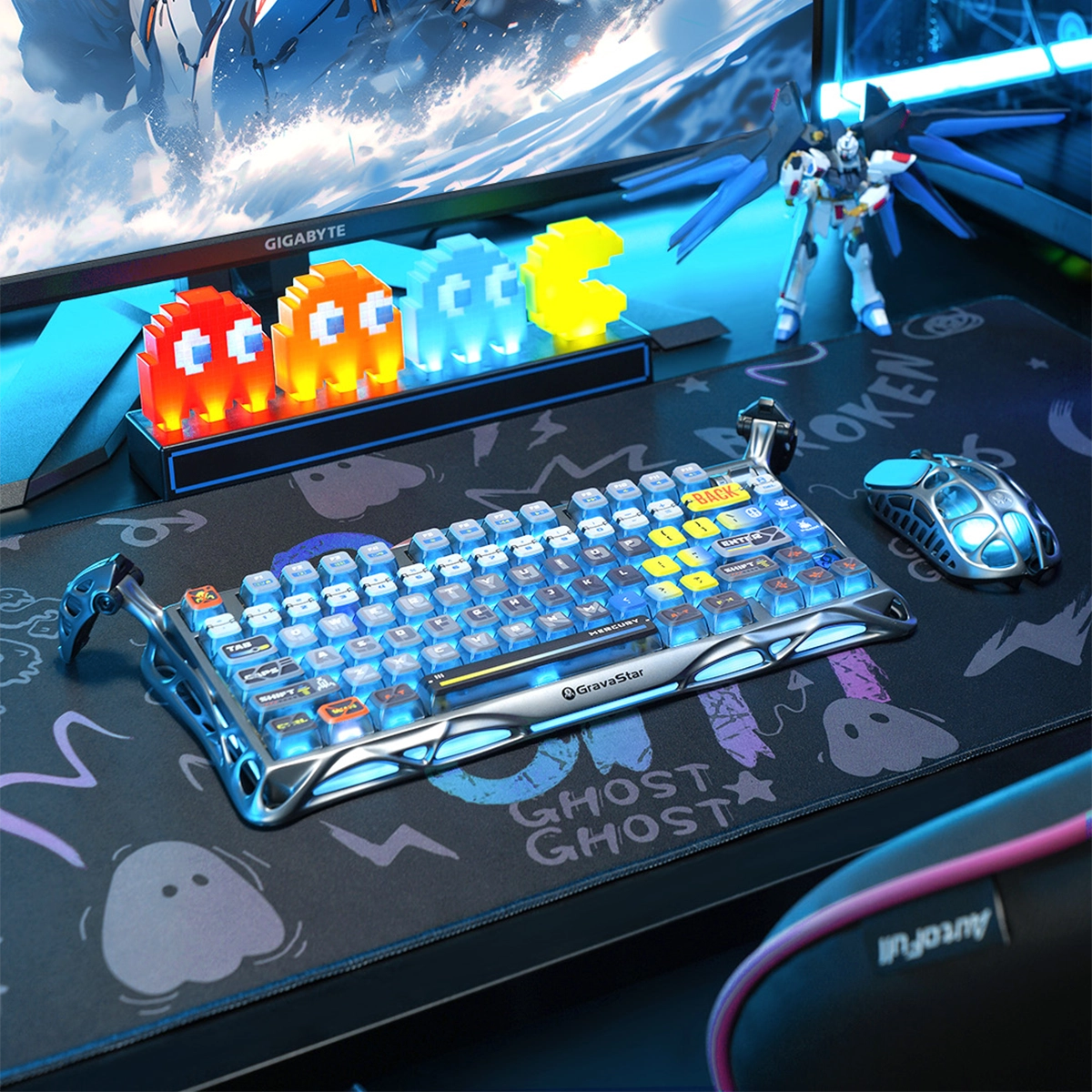 GravaStar Ultimate Gaming-Set – Weltraum-Silber [ANSI Layout]
