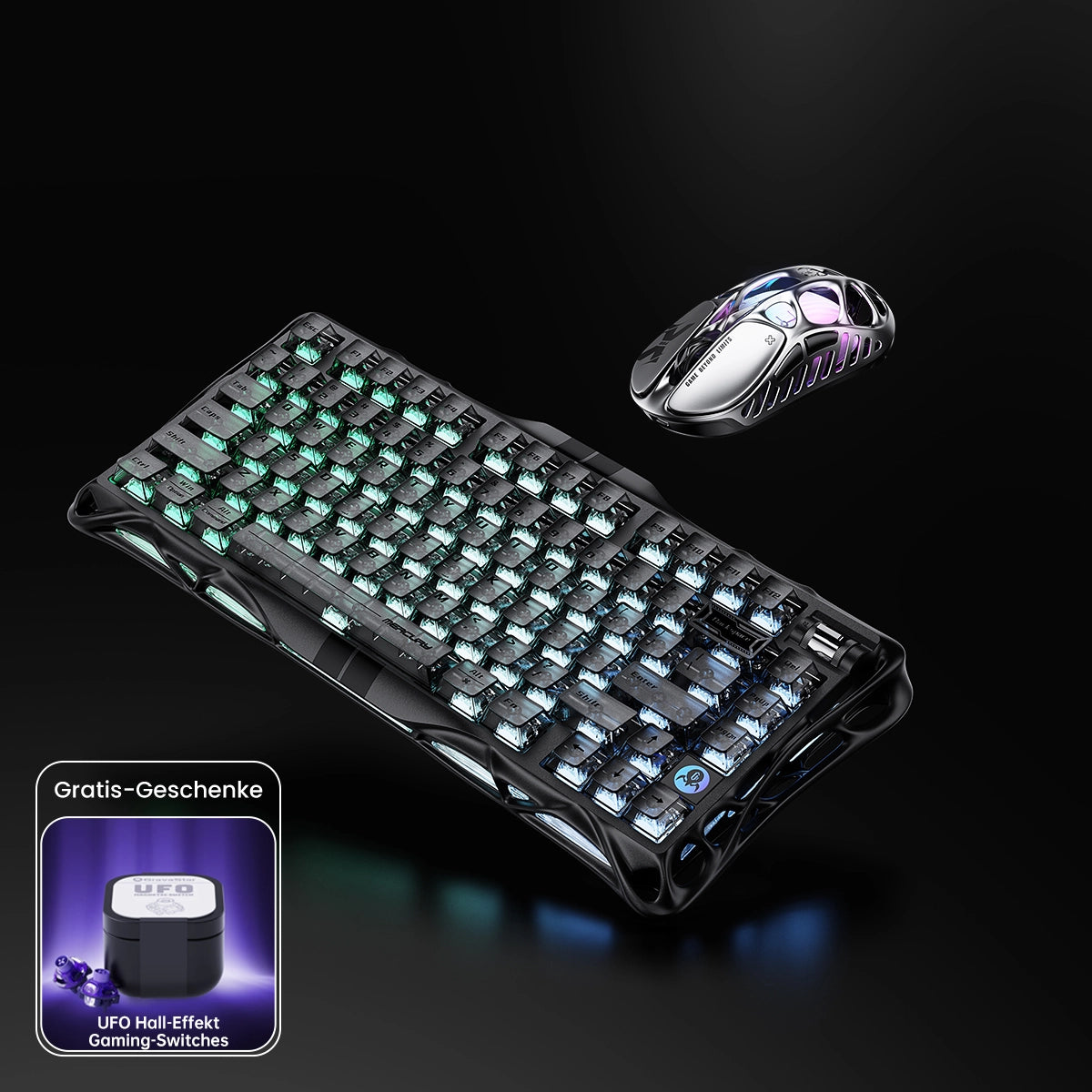 GravaStar 8000Hz Ultra-Schnelles Hall-Effekt Gaming-Komplettset - Stealth-Schwarz/Mecha-Grau