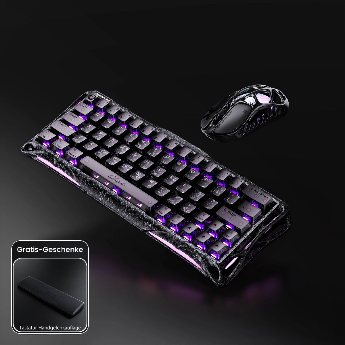GravaStar 8K Hall-Effekt Gaming-Set – Cyber Frost Schwarz [ISO/ANSI Layout]
