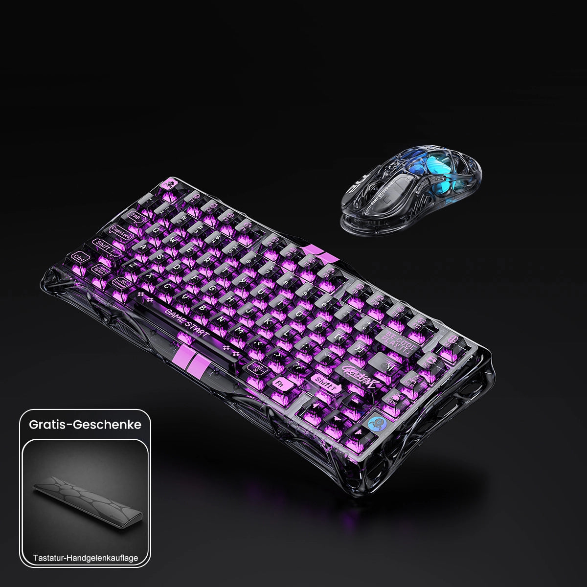 GravaStar 8K Hall-Effekt Gaming-Set – Transparent Schwarz [ANSI Layout]