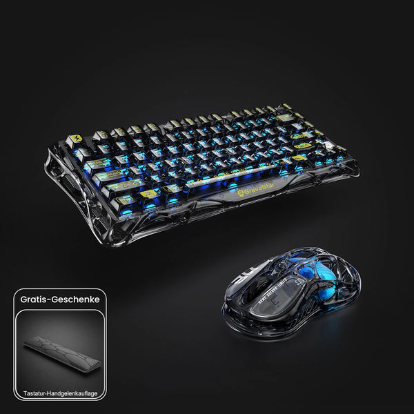 GravaStar Gaming-Set – Transparent-Schwarz [ISO-DE/ANSI Layout]