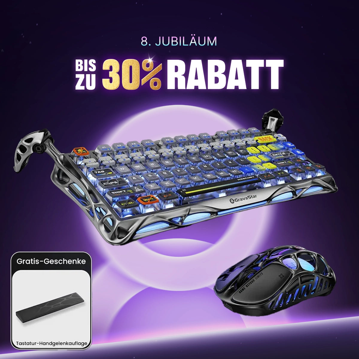 GravaStar Ultimate-Gaming-Komplettset – Weltraum-Silber