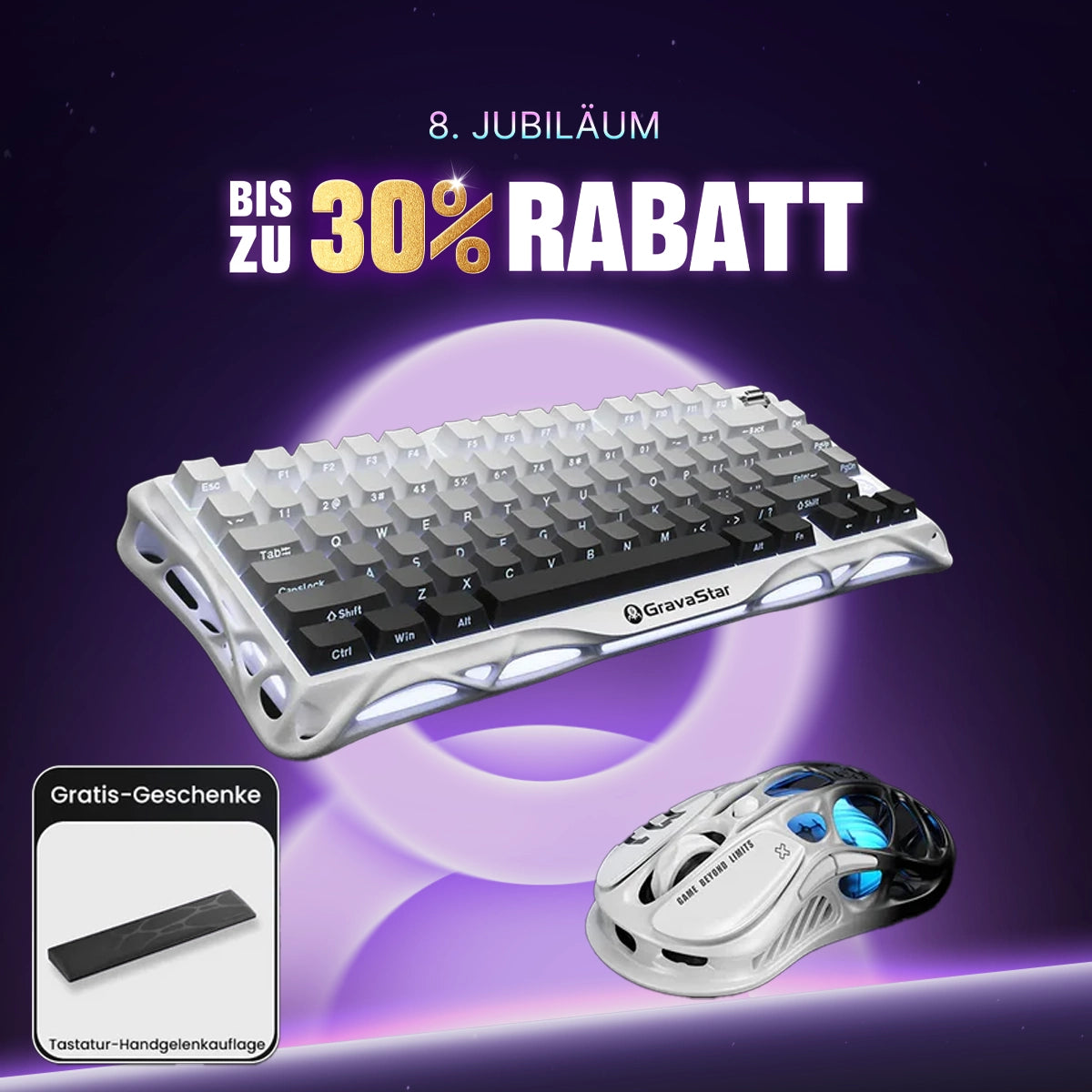 GravaStar Pro-Gaming-Komplettset – Verlauf-Weiß