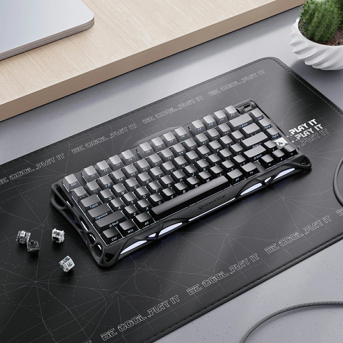 gravastar-mercury-k1-gradient-schwarz-75-percent-mechanische-tastatur-fur-pc-gaming-mit-RGB-Beleuchtung-wireless-verbindung-aluminium-skelett-design-und-grava-star-bsun-linearschaltern