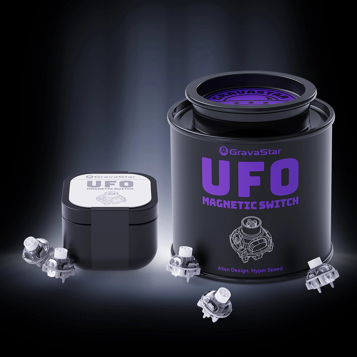 GravaStar UFO Magnetic Switch - Hall Effect Switches for V Series (Purple/Silver)