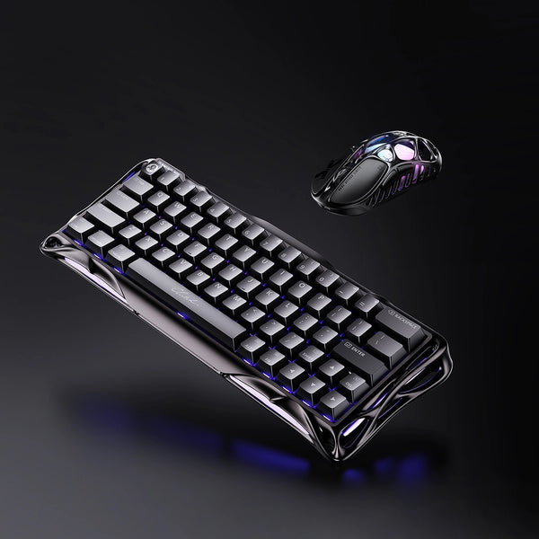 GravaStar V60 Pro Deluxe-Gaming-Set mit Tastenkappen-Set – GunMetal [ISO-DE/ANSI Layout]